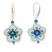 'Gold-Accented Floral Howlite Dangle Earrings in Blue Hues'