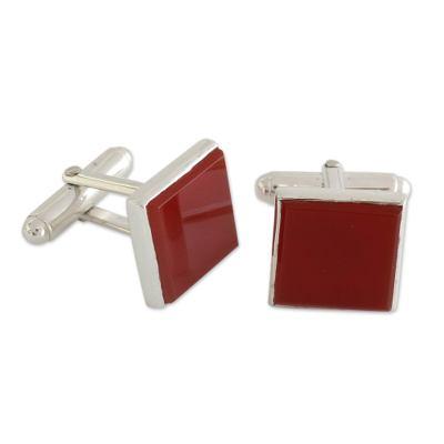 Carnelian cufflinks, 'Opportunity'