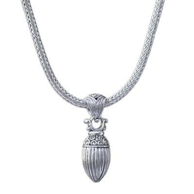 Sterling silver pendant necklace, 'Balinese Walnut'