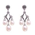 Bamboo Glow,'Cultured Pearl Chandelier Earrings from Bali'