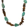 Bohemian Fortune,'Beaded Necklace with Natural Amazonite and Tiger's Eye Gems'