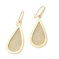 Golden Pear,'Gold-Plated Brass and Mesh Dangle Earrings'