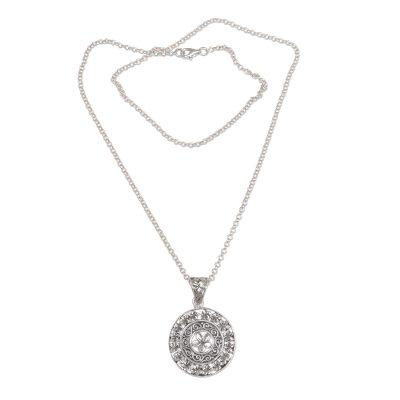 Sacred Petals,'Hand Made Sterling Silver Floral Pendant Necklace Bali'