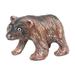 Courageous Growl,'Hand-Carved Brown Suar Wood Sculpture of a Bear'