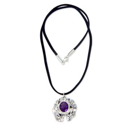 Amethyst pendant necklace, 'Frog Prince'