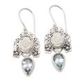 Tender Beauty,'Floral Dangle Earrings with 13-Carat Blue Topaz Stones'