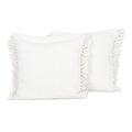 Ivory Passion,'Pair of Ivory Cotton Cushion Covers with Tassels from India'