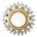 Winter Queen,'Silver-Toned Classic Wood Wall Mirror in Turquoise Hues'