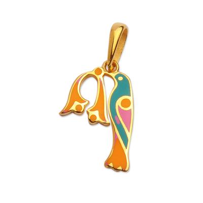 'Traditional Bird-Themed Gold-Plated Pendant with P Letter'