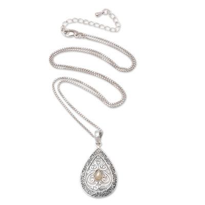 Sun Tears,'Gold-Accented Sterling Silver Pendant Necklace'