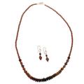 Cusco Dreams,'Brown Ceramic Beaded Necklace and Earring Set from Peru'