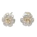 Success Blossom,'Floral Stud Earrings Crafted from Sterling Silver'