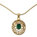 Golden Goddess,'Gold Vermeil Pendant Necklace with Green Enhanced Onyx'