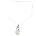 Lunar Muse,'Rhodium-Plated Rainbow Moonstone Pendant Necklace'