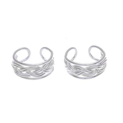 Undertow,'Woven Sterling Silver Ear Cuffs'