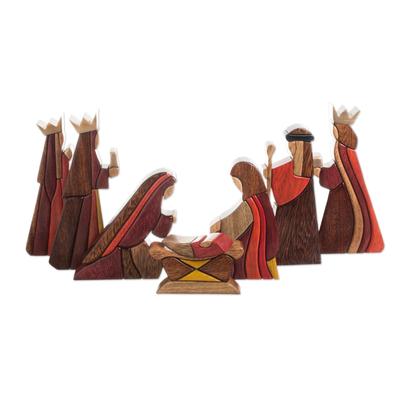 'Gifts for Baby Jesus' (set of 8) - Wood Nativity Scene Set of 8 Pcs Handmade P