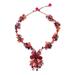 'Floral Multi-Gemstone Beaded Pendant Necklace from Thailand'