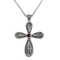 Garnet cross necklace, 'Heaven's Embrace'