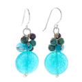 'Multi-stone Turquoise Colored Dangle Earrings from Thailand'