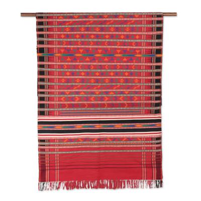 Cotton throw, 'Festive India' - Cotton Striped Thr...