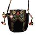 Dream Chaser,'Floral Embroidered Sling in a Black Hue with Mirror Accents'