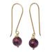 Songkran Moon,'Gold Vermeil Amethyst Dangle Earrings'