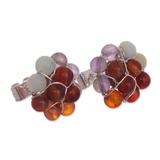 Andean Garden,'Agate Bead Cluster Flower and Sterling Silver Earrings'