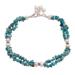 Nautical Song,'Cultured Pearl and Calcite Beaded Strand Anklet from India'