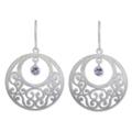 Amethyst floral earrings, 'Lanna Moons'