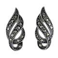 Glistening Ribbons,'Marcasite and Sterling Silver Button Earrings from Thailand'