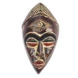 Jamuike Eye,'Rustic African Wood and Aluminum Mask from Ghana'