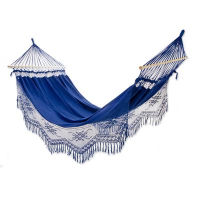 Cotton hammock with spreader bars, 'Tropical Blue'...