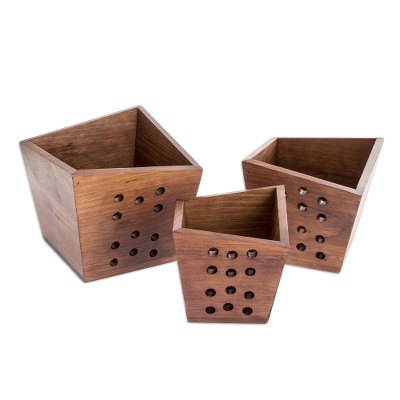 Wood nesting centerpieces, 'Star Shower' (set of 3)