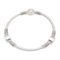 Oval Trio,'Oval Pattern Sterling Silver Bangle Bracelet from Bali'