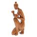 'Hand-Carved Suar Wood Newborn Wonder Motherhood Sculpture'