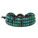 Lagoon Depths,'Serpentine Bead and Karen Silver Button Wristband Bracelet'