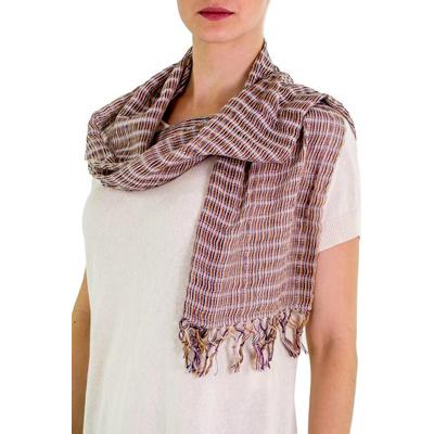Subtle Textiles on Grey,'Artisan Designed and Crafted Cotton Scarf'