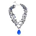 Ocean Meditation,'Lapis Lazuli and Crystal Beaded Necklace and Earring Set'