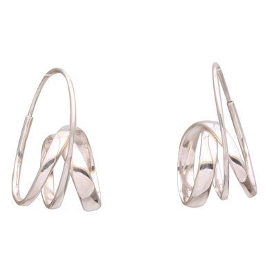 Modern Curls,'Modern Sterling Silver Hoop Earrings from Bali'