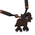Trumpeting African Elephant,'Handcrafted Ebony and Bamboo Elephant Theme Necklace'