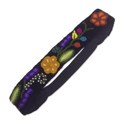 Floral Vista,'Hand Embroidered Wool Headband'