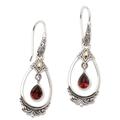 Victoriana,'Sterling Silver Garnet Earrings with Gold Accents'
