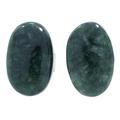 Oval Simplicity in Dark Green,'Dark Green Jade Oval Button Earrings from Guatemala'