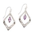 Island Queen,'Sterling Silver and Amethyst Fair Trade Balinese Earrings'