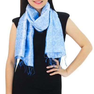 Scarf, 'Blue Bouquet'