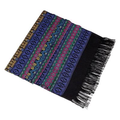 Bright Night,'Handwoven Cotton Table Runner with Zigzag Patterns'