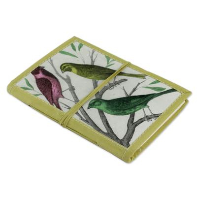 Handmade paper journal, 'Sparrows'