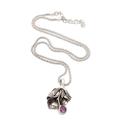 Bouquet of Truth,'Floral Pendant Necklace with Faceted Amethyst Gemstone'