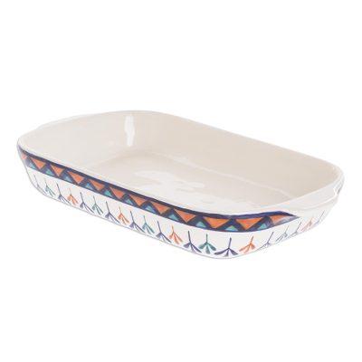 Antigua Breeze,'Ceramic Hand Painted Rectangular Casserole Dish'