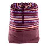 Expedition in Bordeaux,'Striped Cotton Backpack in Bordeaux from Guatemala'